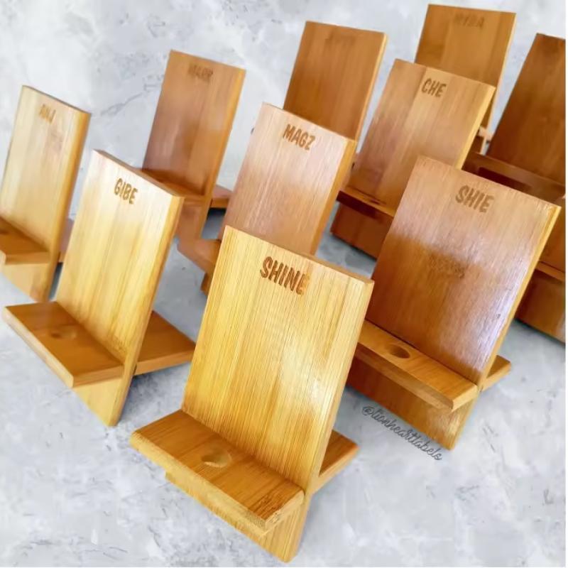 Bamboo Phone Stand With Charger Hole