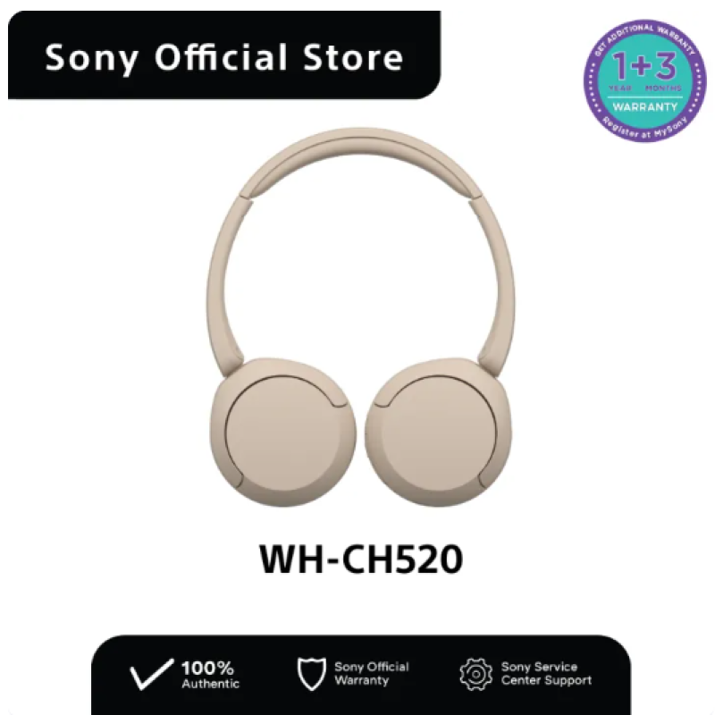 Sony WH-CH520 / WH CH520 Wireless Bluetooth Headphones (Cream)