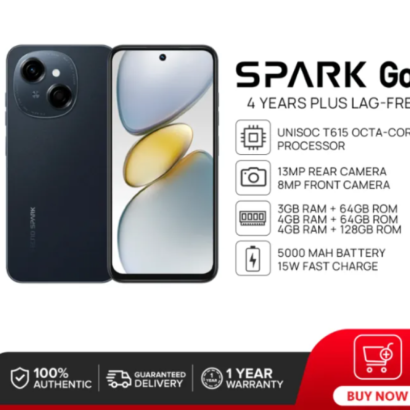 TECNO Spark Go 1 Smartphone (Black, 4GB+128GB)